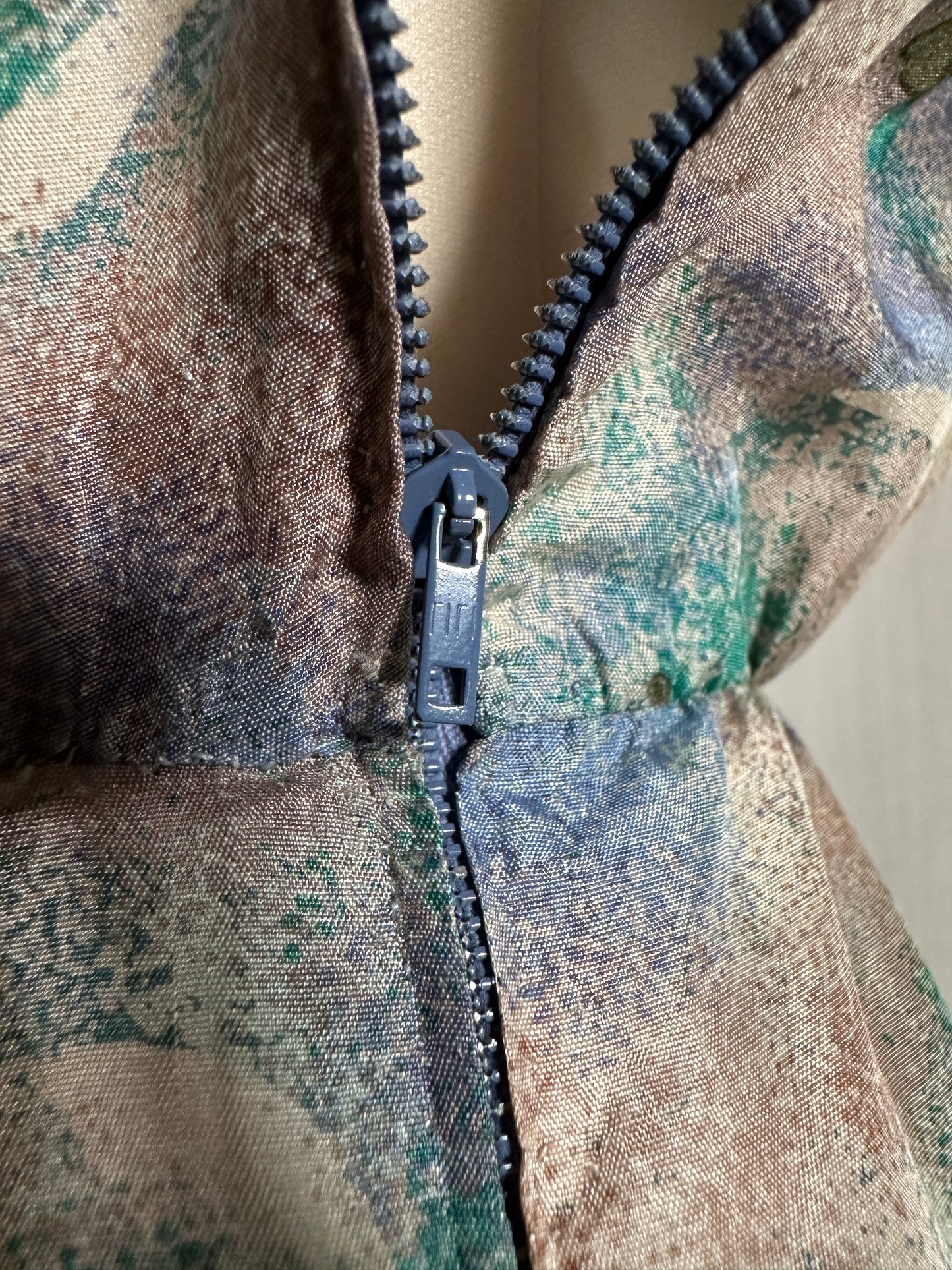 Abito Vintage Sartoriale Anni ‘70 in Seta Acquerello Multicolore