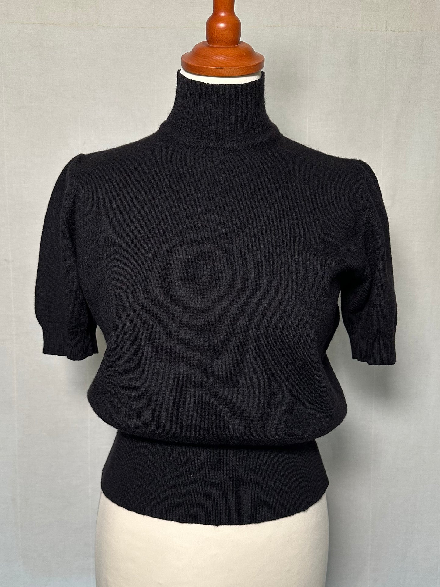 Sottogiacca Vintage Mazzonetto Manica Corta in Lana Nero Tg.40/42/44