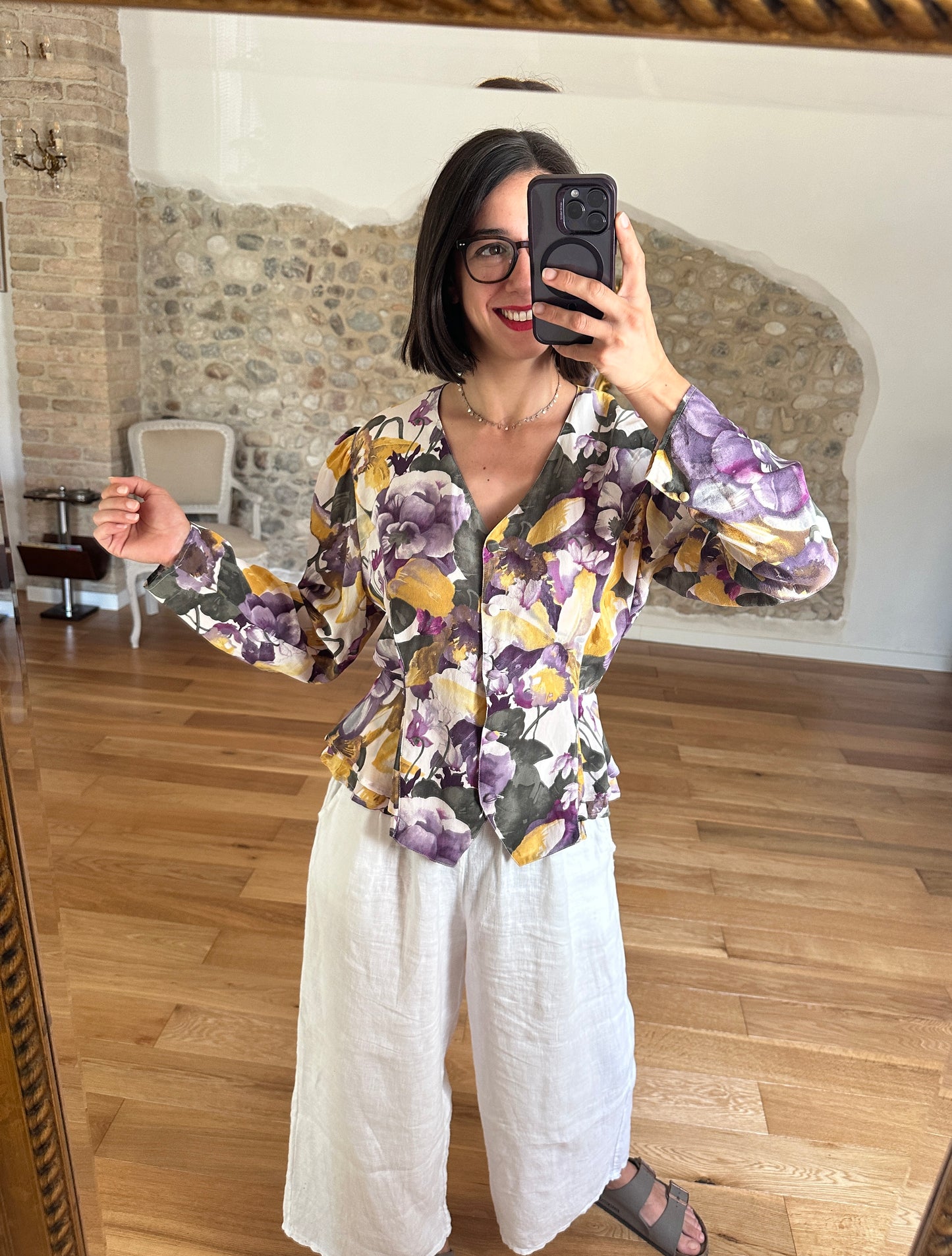 Camicia Anni ‘80 in Seta Floreale Tg.40/42