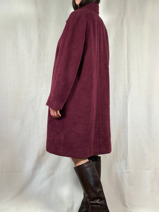 Cappotto Vintage Anni ‘80 in Alpaca, Mohair e Lana Color Vinaccia