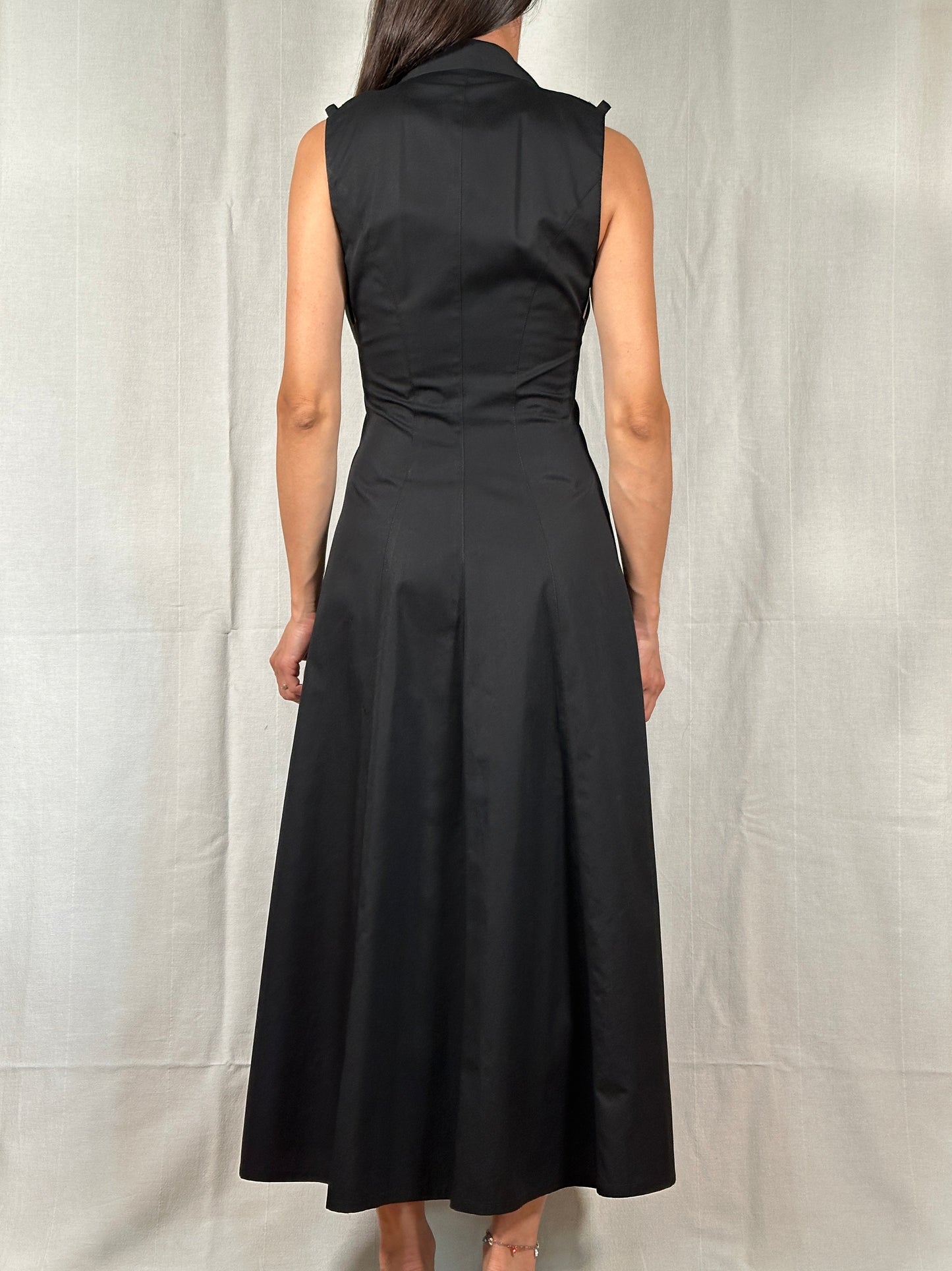Abito Lungo Chemisier Anni 2000 Cut-Out Nero