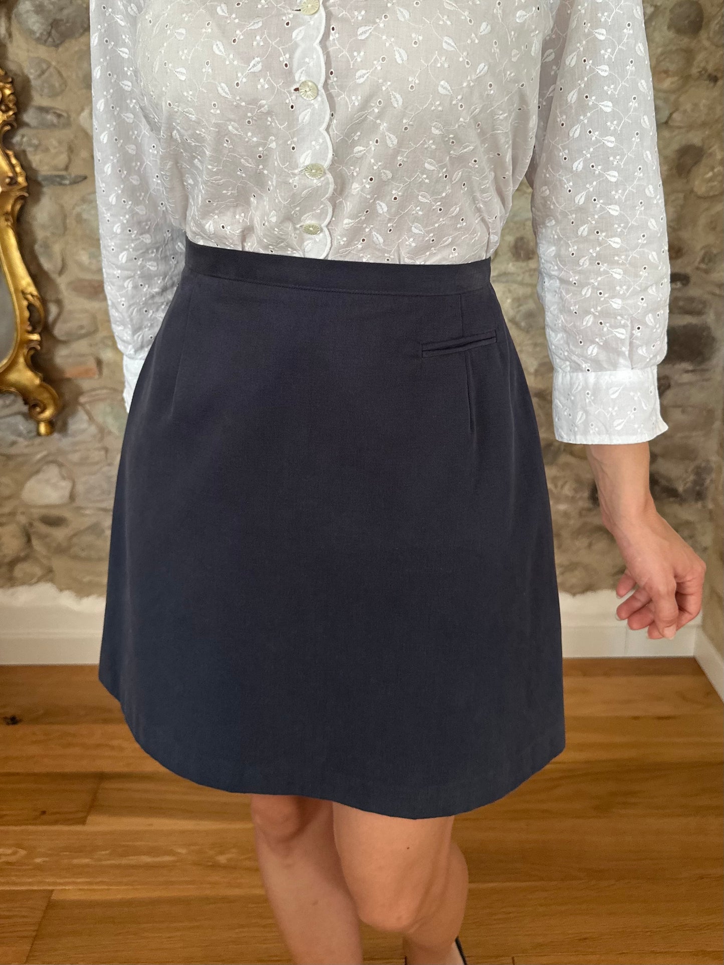 Minigonna Vintage Anni ‘90 Nuova in Cotone Blu Tg.42