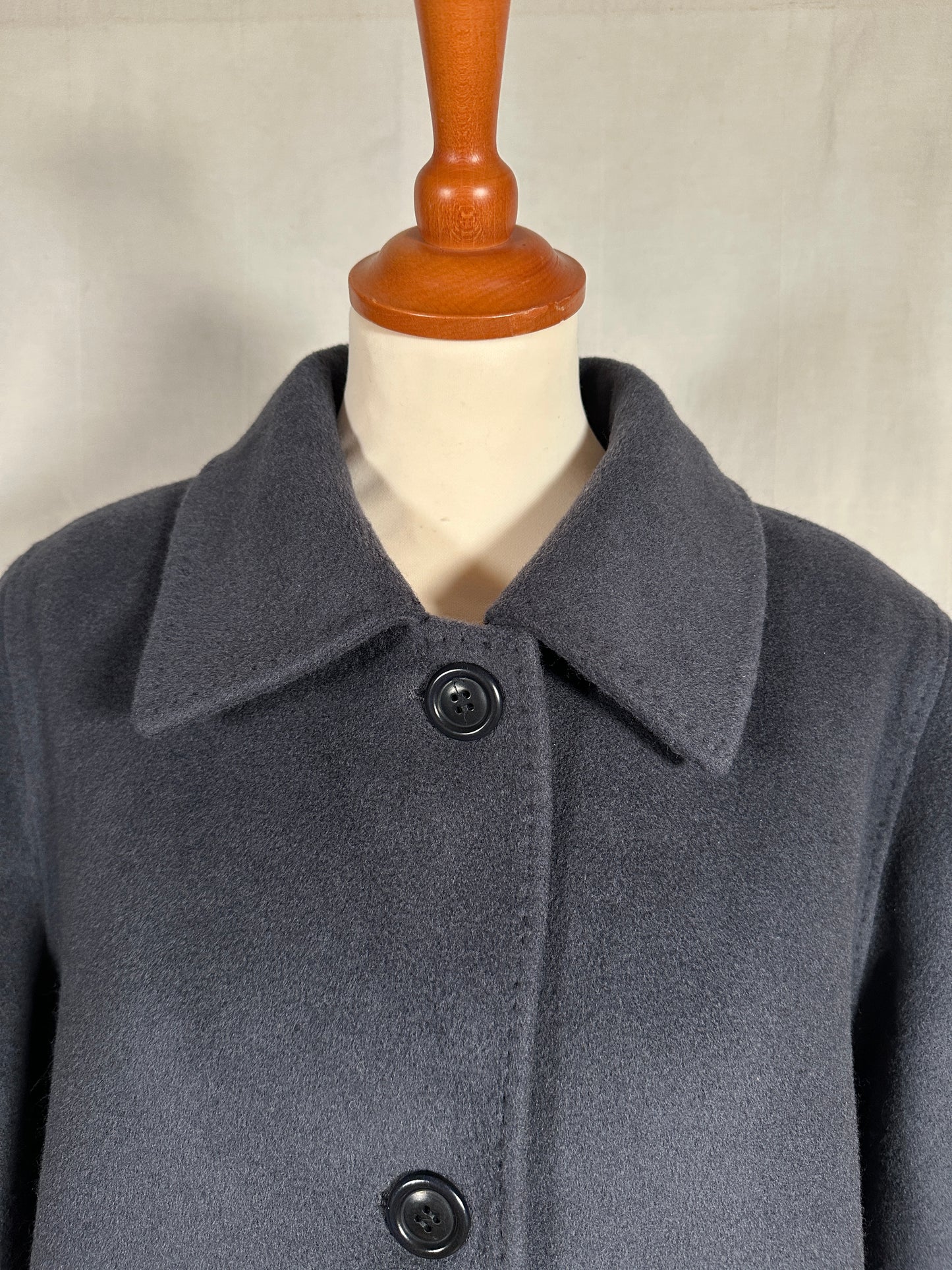 Cappotto Lungo Anni ‘90 in Lana Blu Fumo