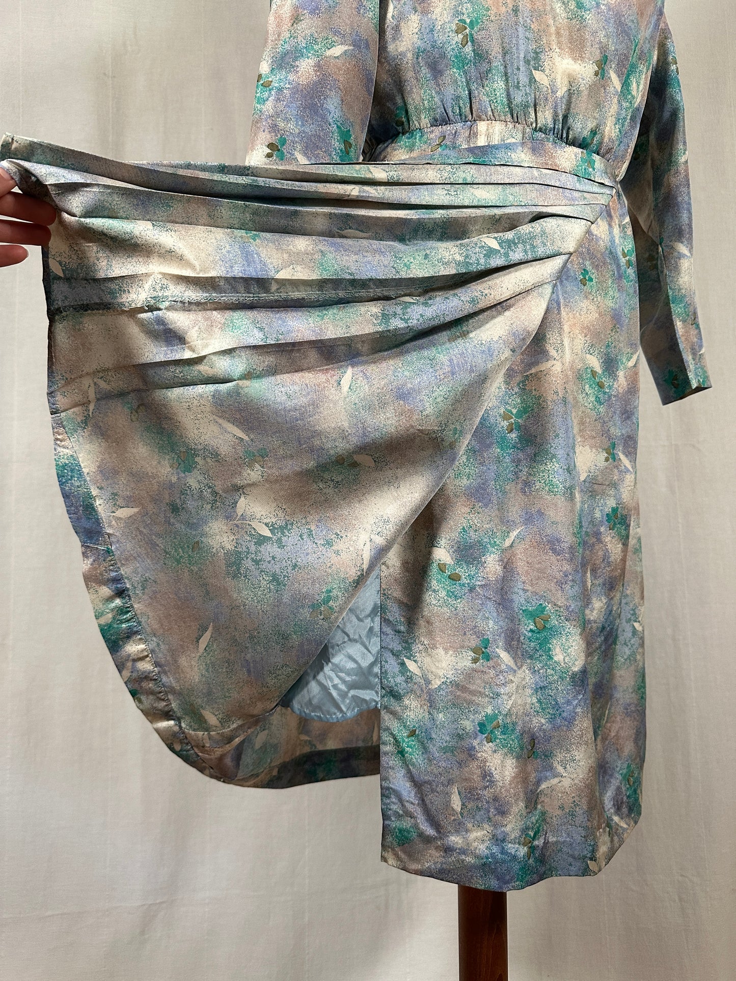 Abito Vintage Sartoriale Anni ‘70 in Seta Acquerello Multicolore