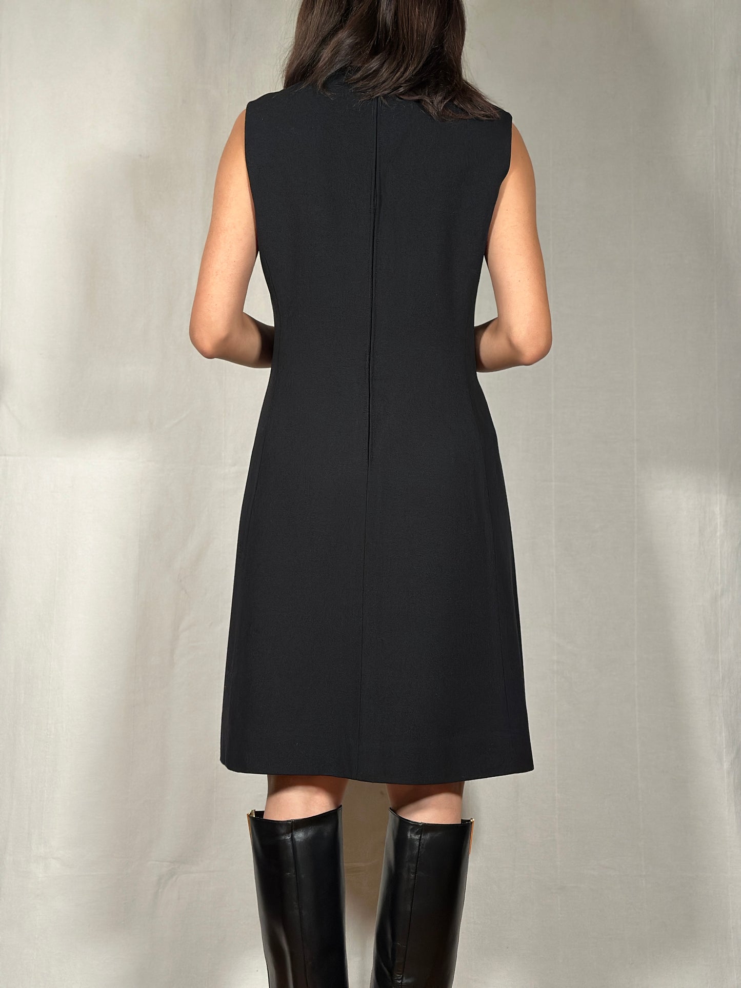 Abito Svasato in Misto Lana Nero