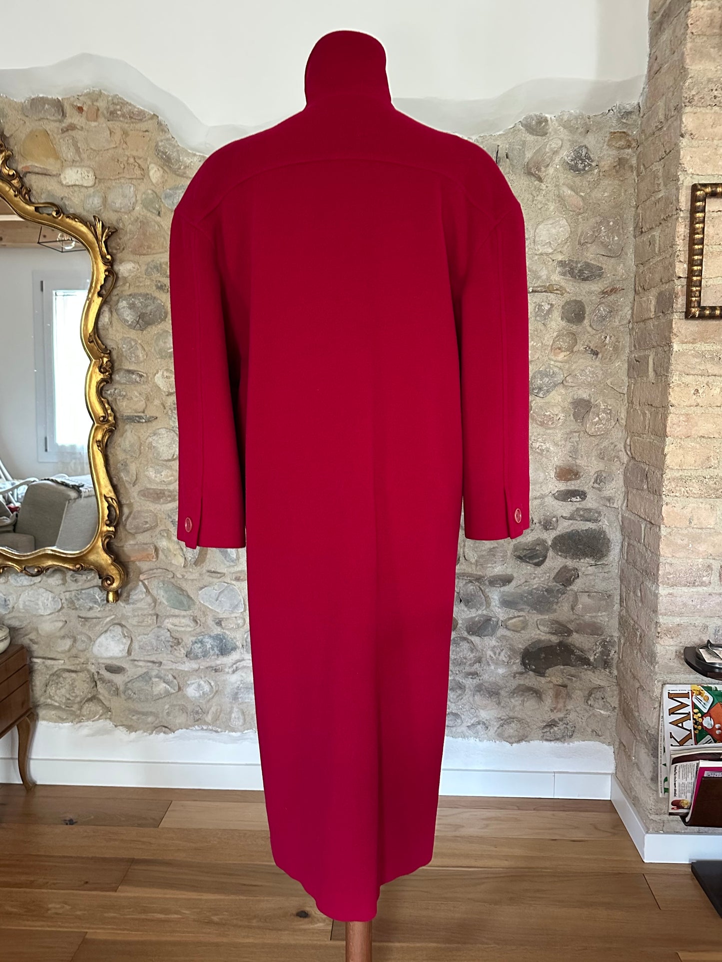 Cappotto Missoni Vintage Anni ‘80 in Lana e Kashmir Rosso Lampone Tg.fino 52