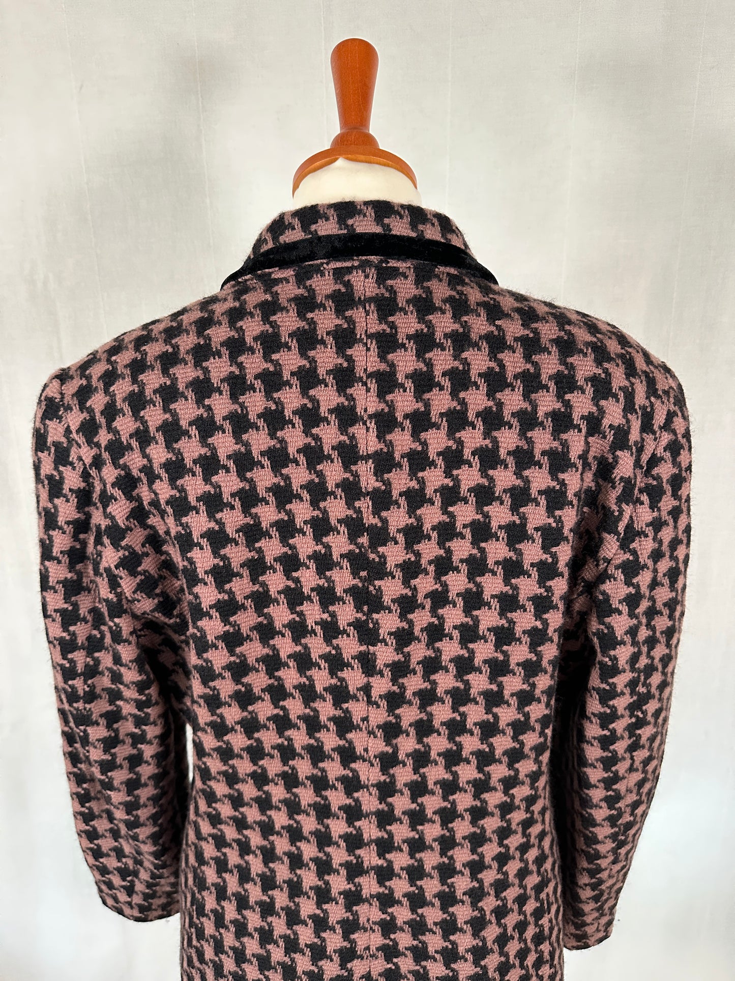 Blazer Vintage in Lana Pied de Poule Rosa e Nero Tg.44/46