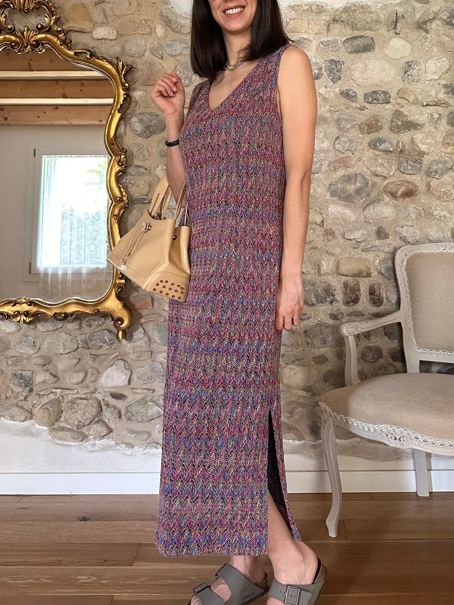 Abito Lungo Multicolore Sartoriale Anni ‘90 Tg.44/46