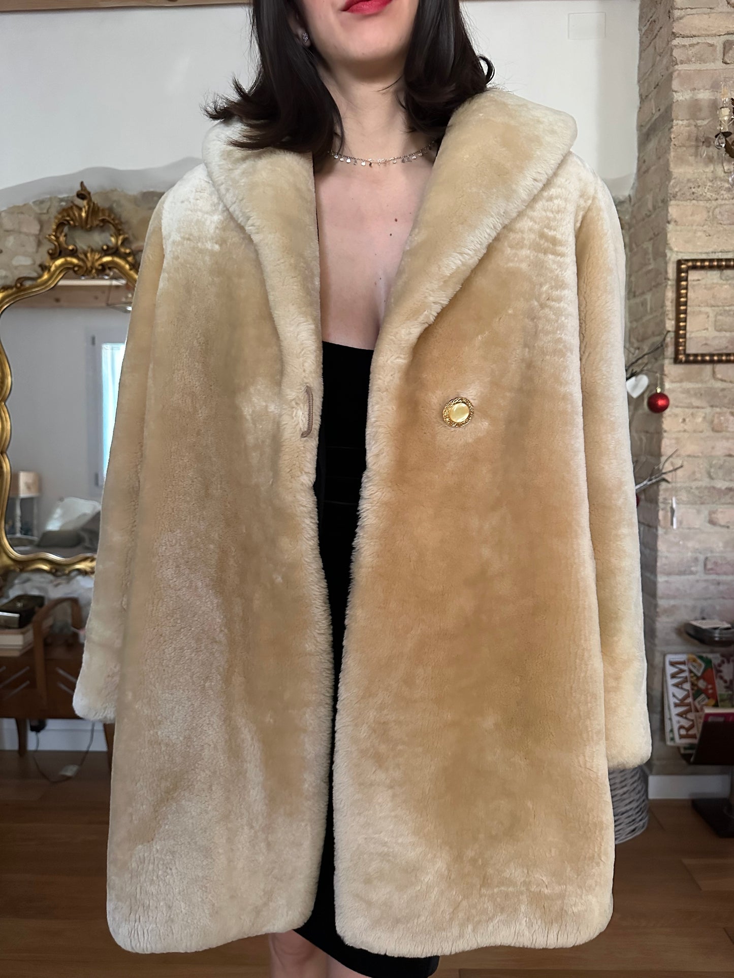 Pelliccia Vintage in Agnello Beige Tg.48/50