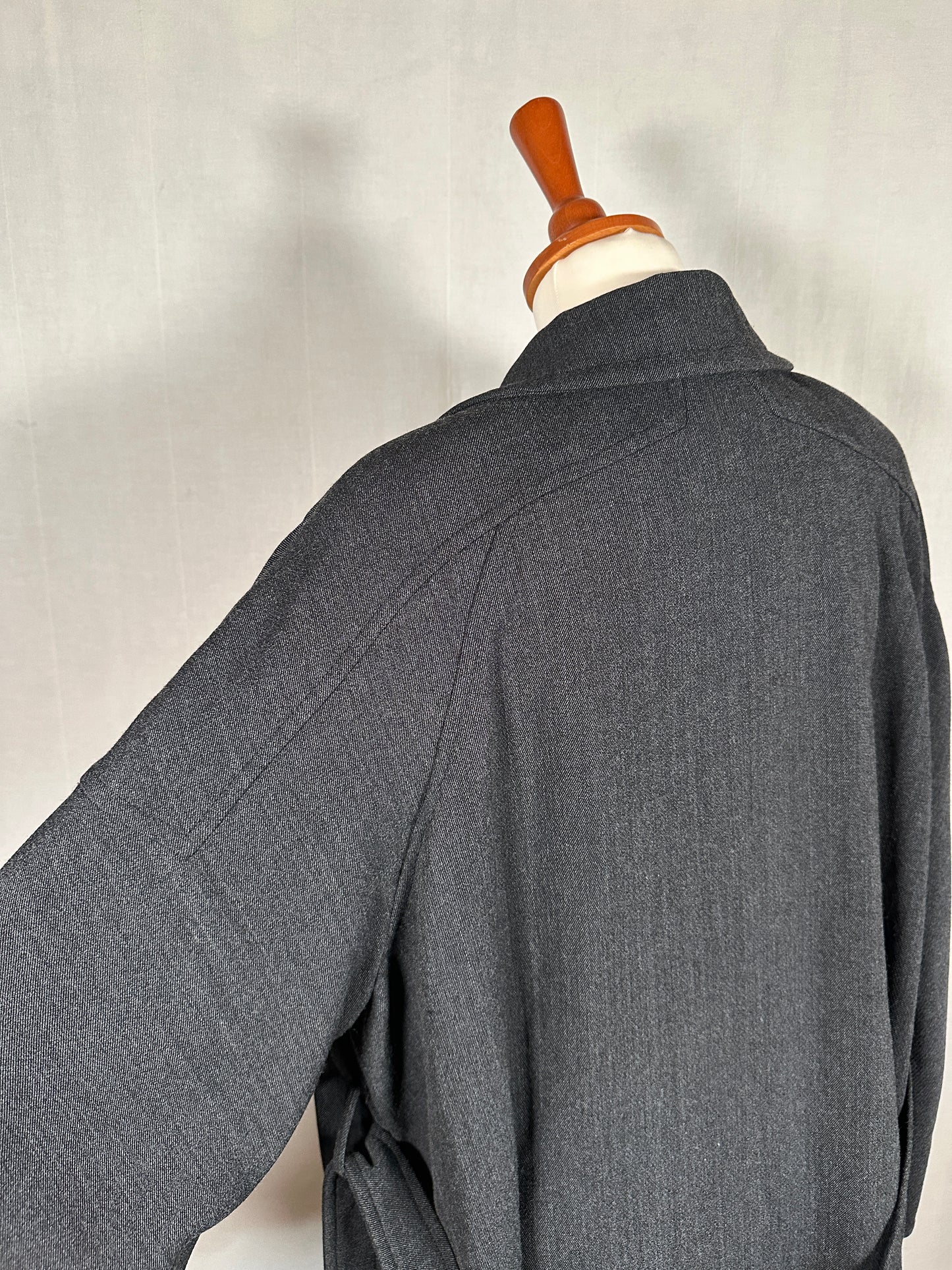 Giacca Lunga Vintage Anni ‘70 in Misto Lana Grigio Scuro