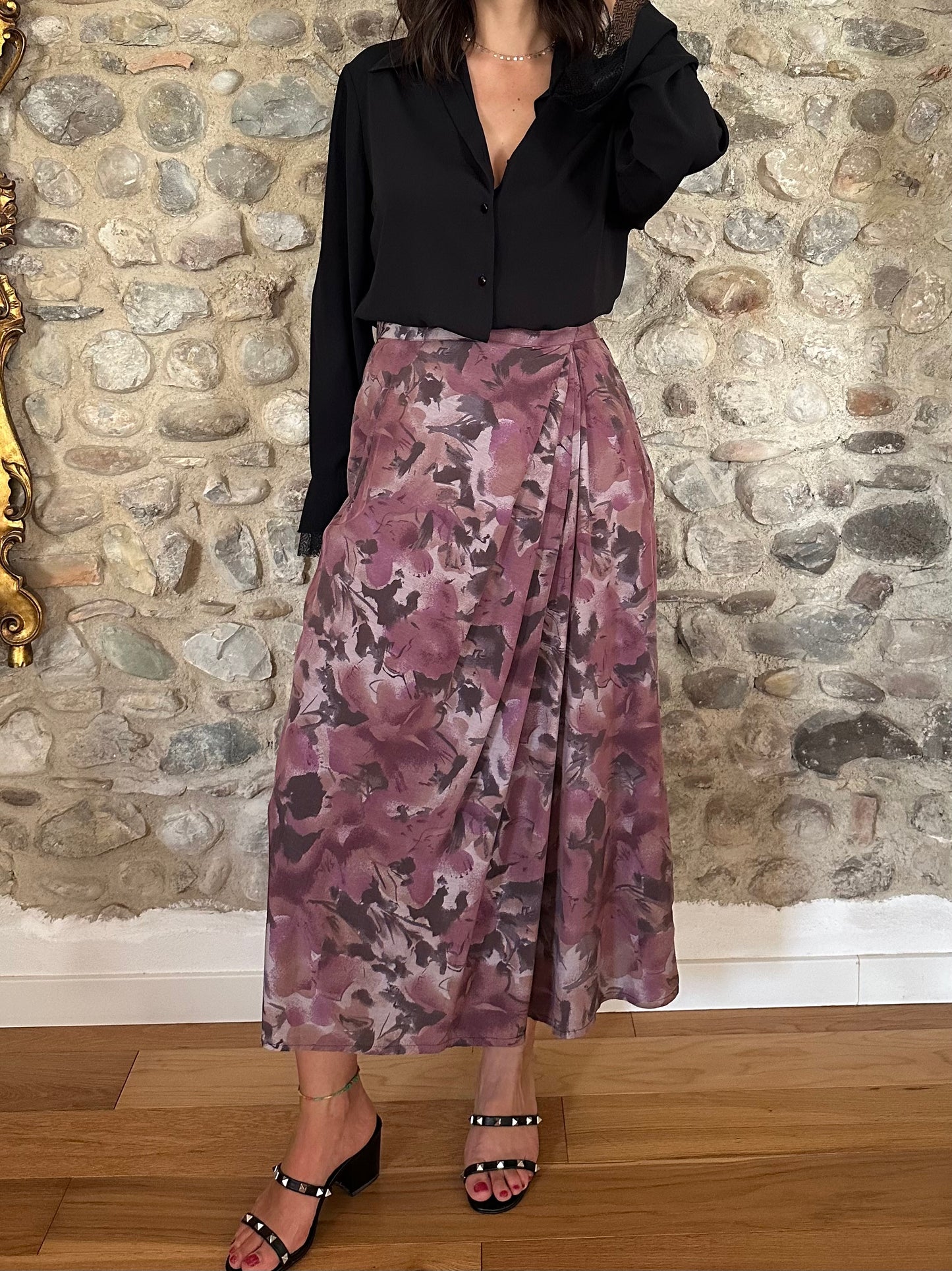 Gonna Pantalone Anni ‘80 in Viscosa Floreale Tg.42/44