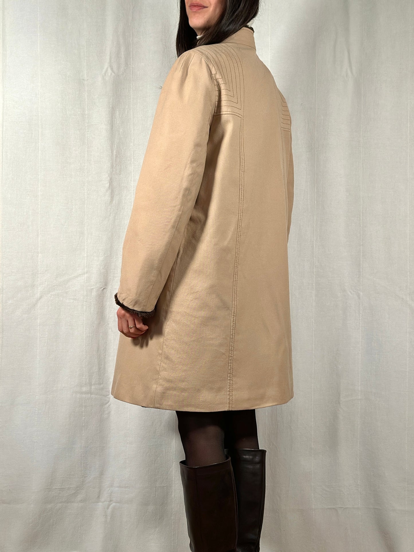 Cappotto Anni ‘70 in Lana con Gilet in Castoro