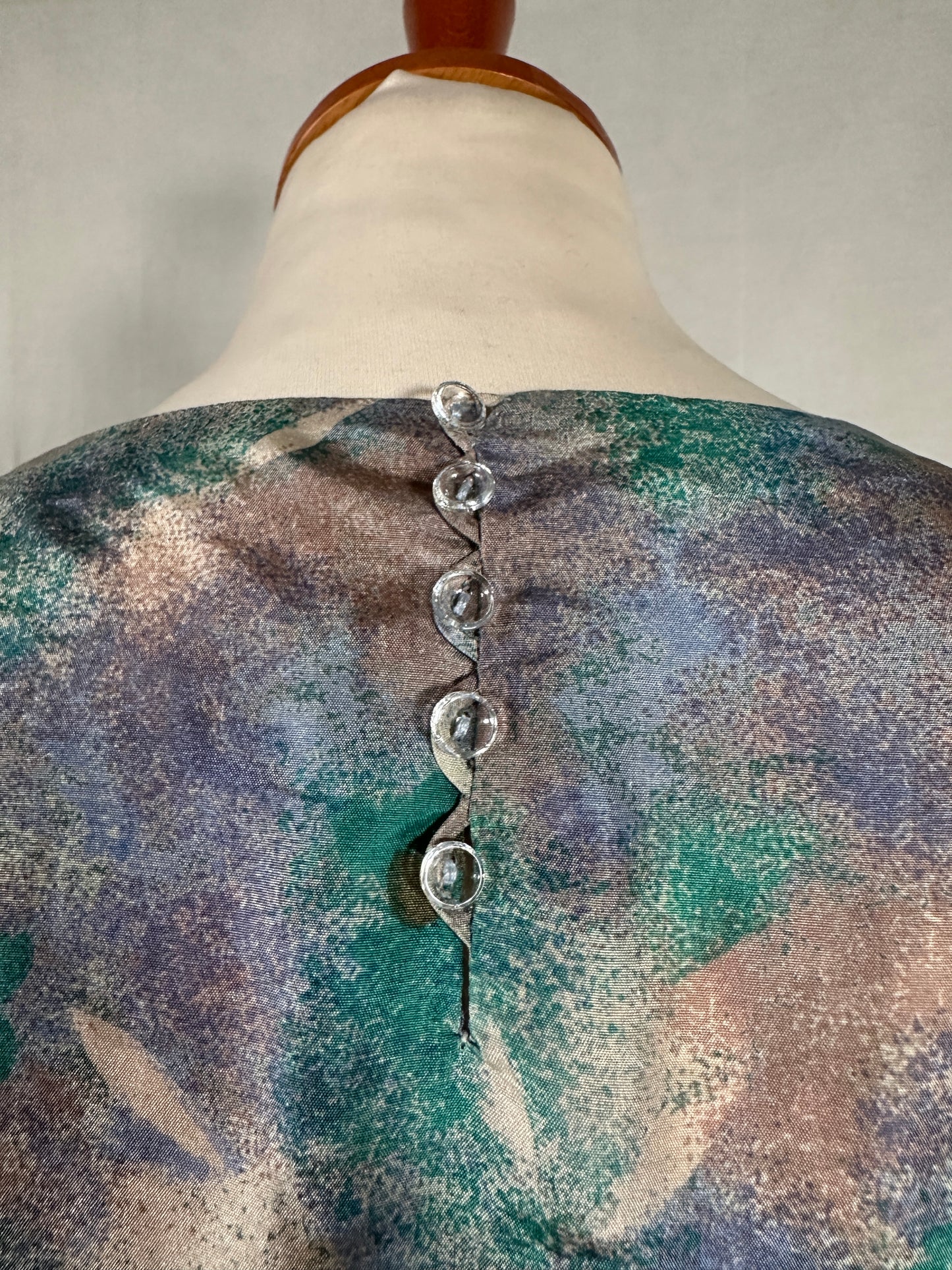 Abito Vintage Sartoriale Anni ‘70 in Seta Acquerello Multicolore