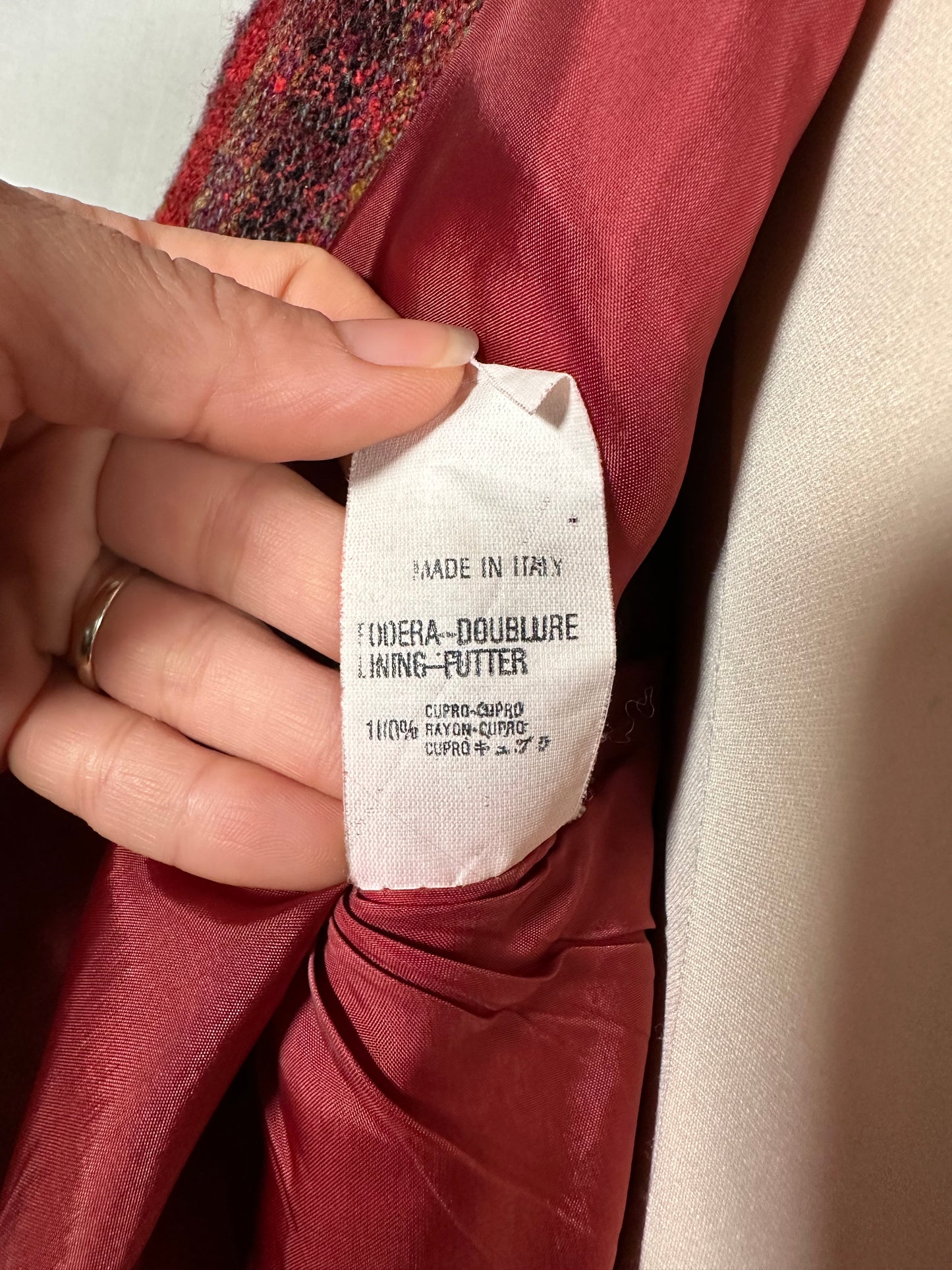 Giacca Missoni Vintage Anni ‘80 in Tweed di Lana Bouclé Bordeaux Tg.44/46