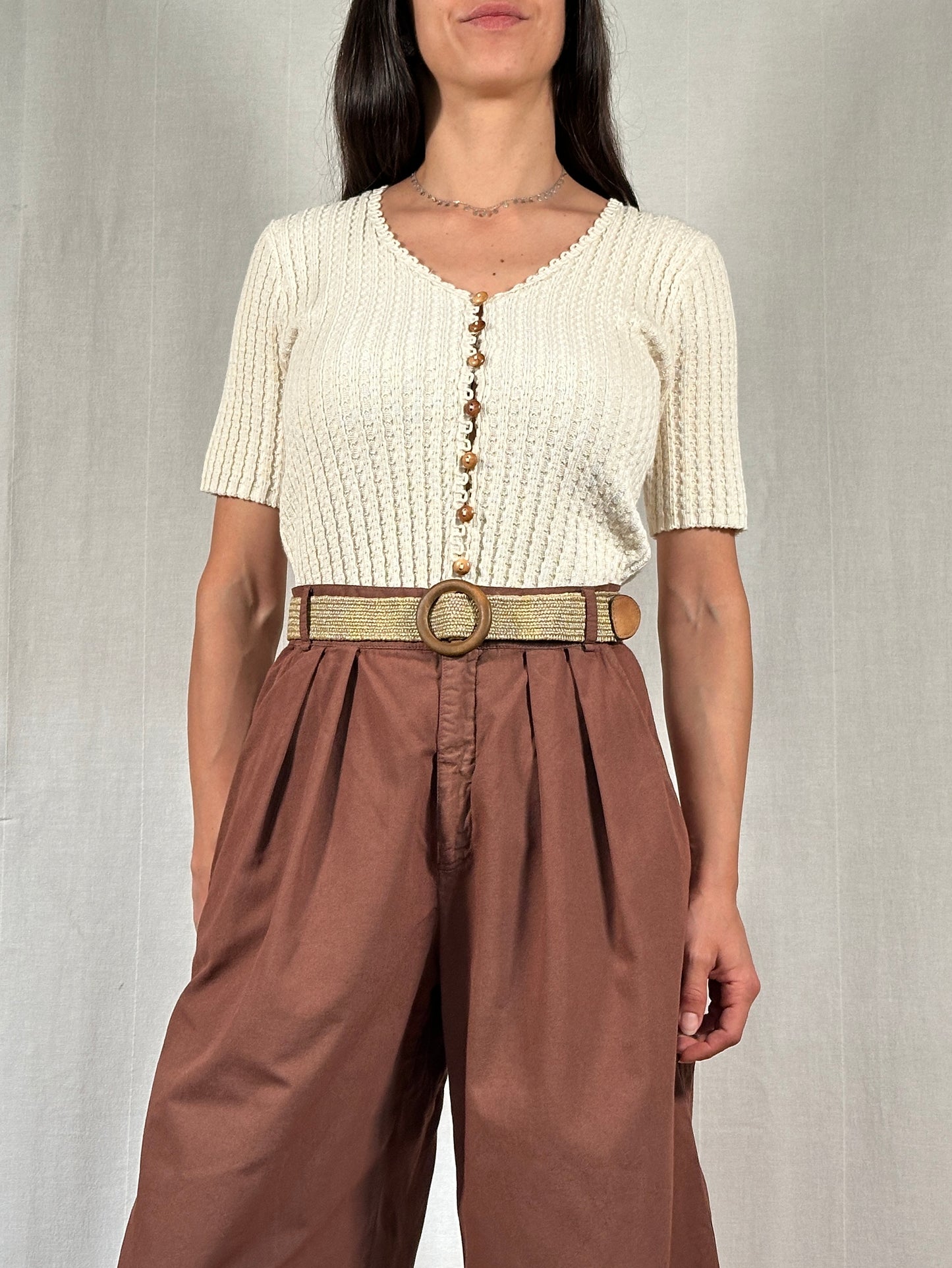 Maglia Anni ‘90 in Cotone a Coste Beige