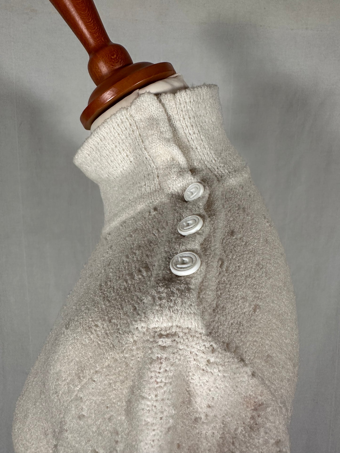 Abito Midi Anni ‘70/‘80 Nuovo Misto Lana Panna Tg.40/42