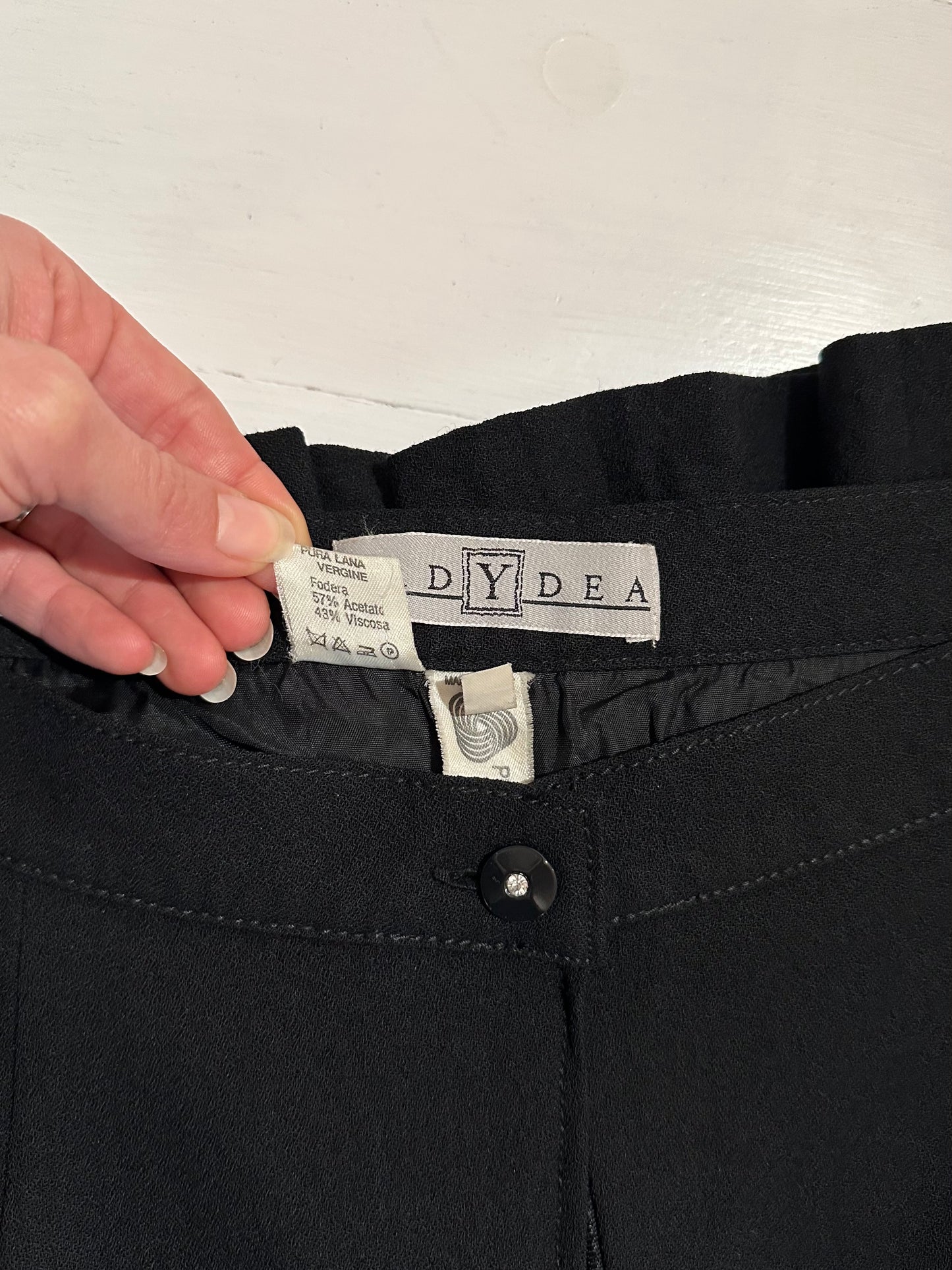 Gonna Anni ‘70/‘80 in Lana Nera con Balza Plissé Tg.44/46