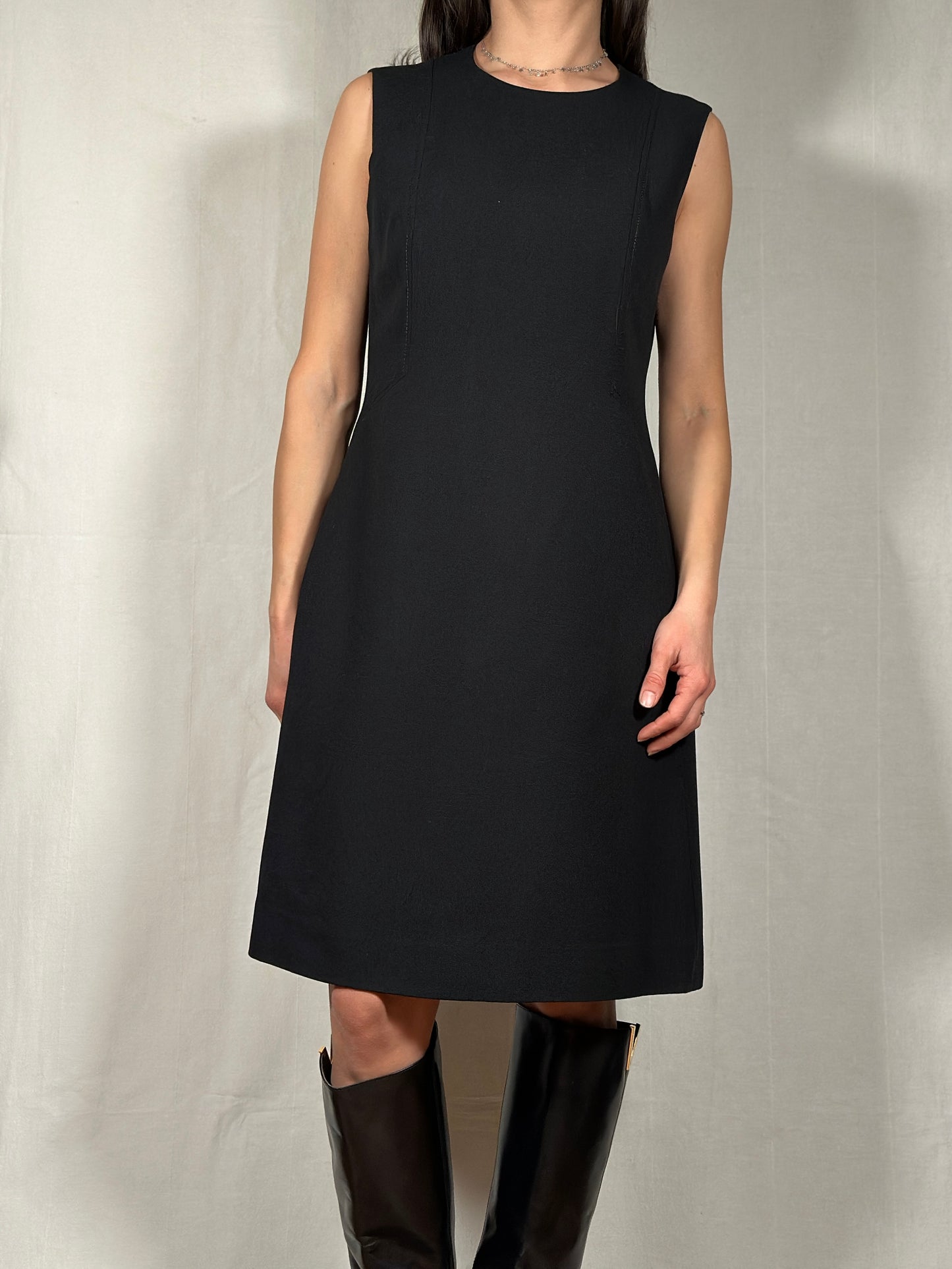 Abito Svasato in Misto Lana Nero