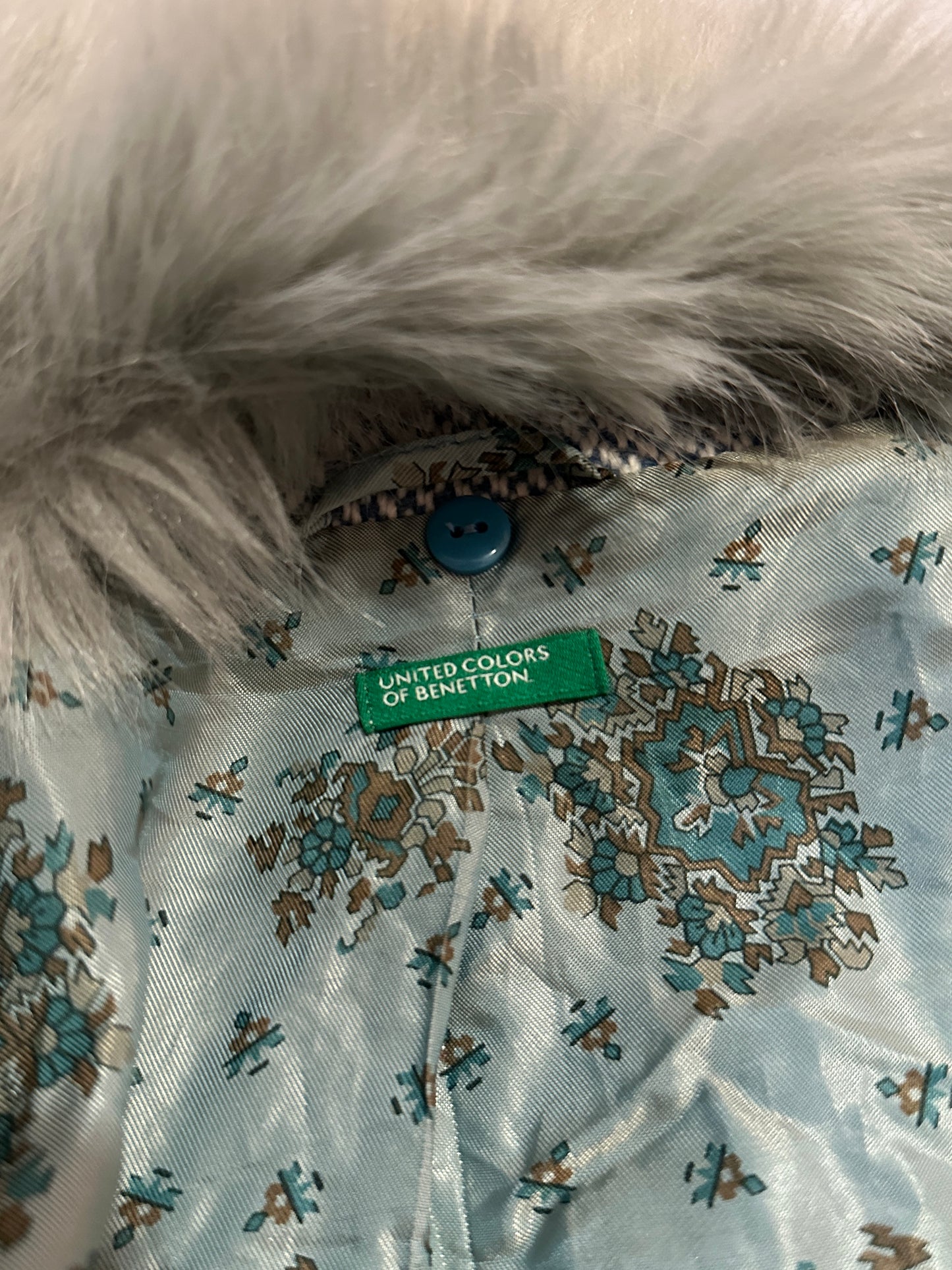 Giacca Benetton in Misto Lana Panna e Azzurro