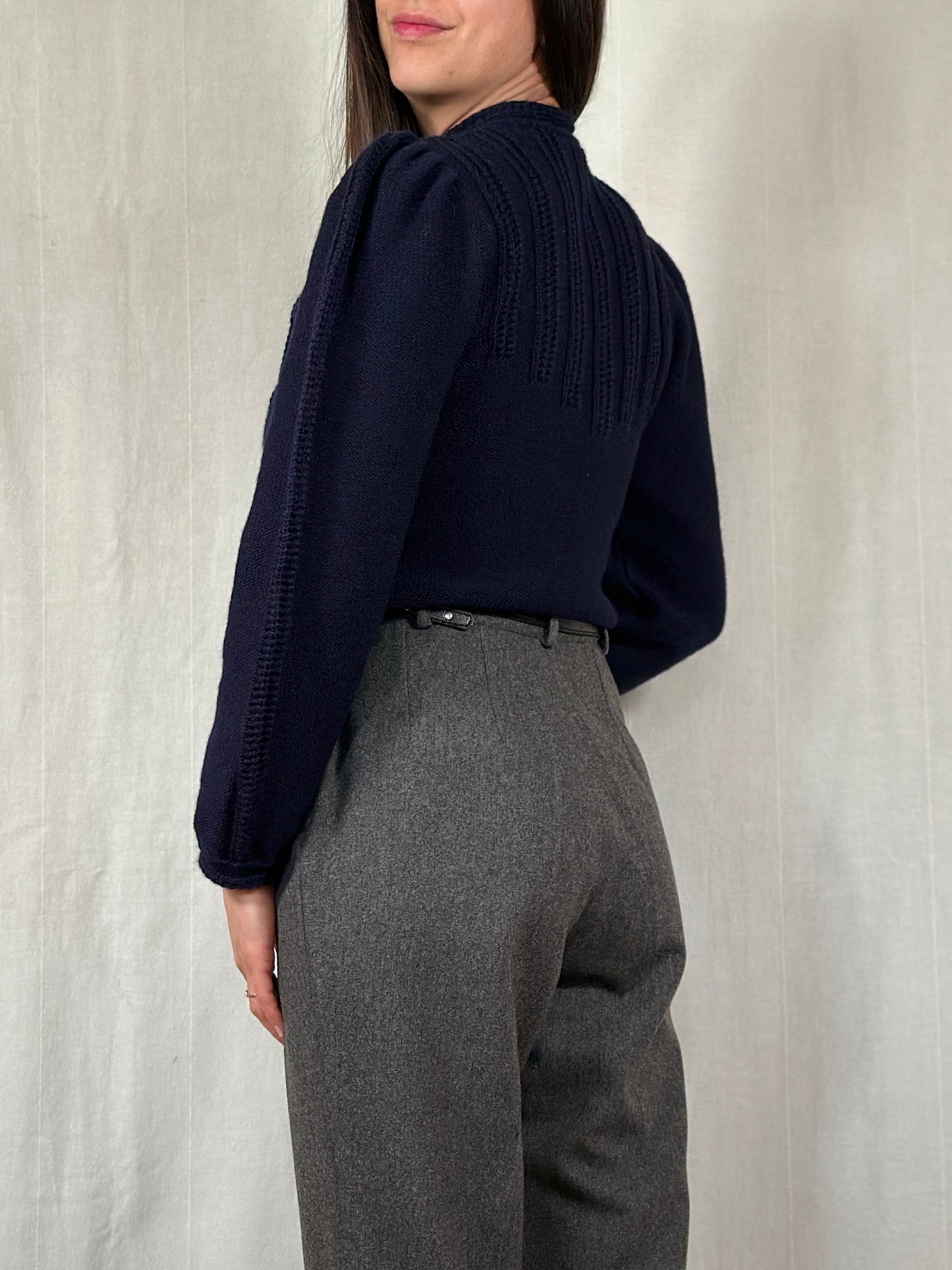 Cardigan Vintage Astrifa in Lana Blu Tg.40/42