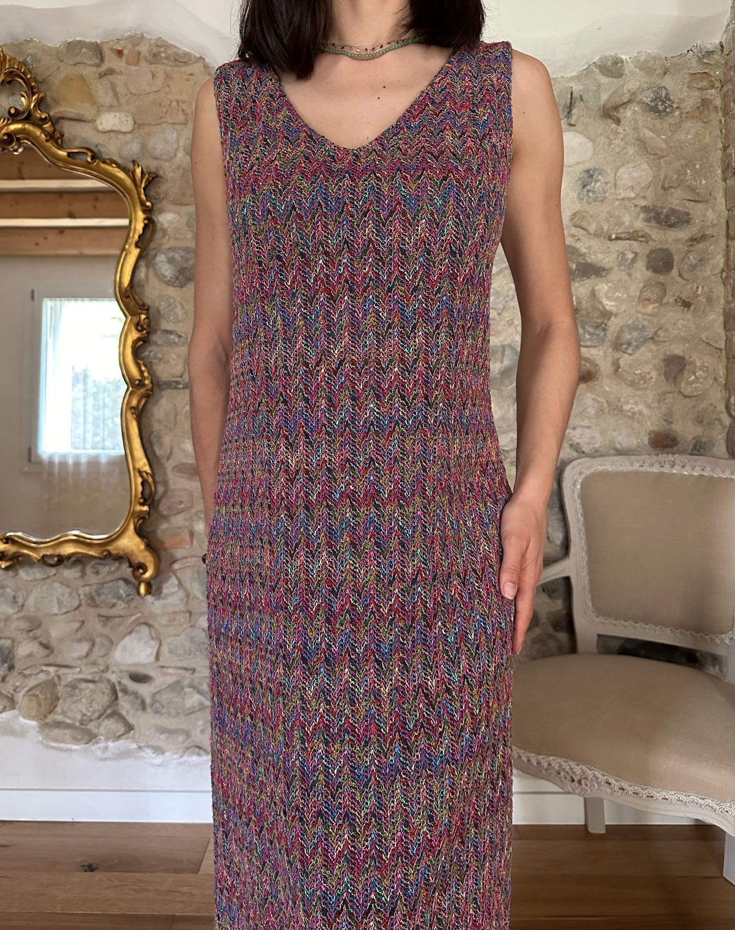 Abito Lungo Multicolore Sartoriale Anni ‘90 Tg.44/46