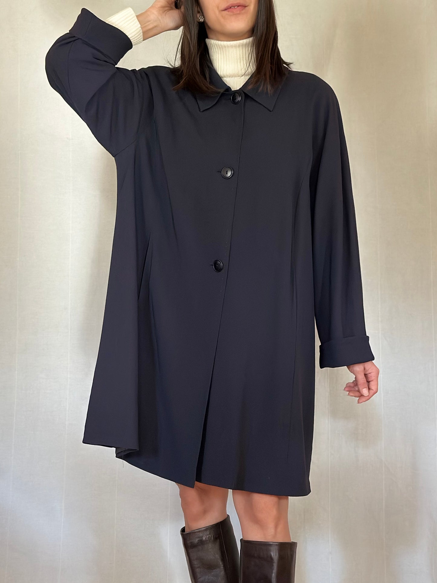 Soprabito / Giaccone Marina Rinaldi Lana e Viscosa Blu Tg.50/52