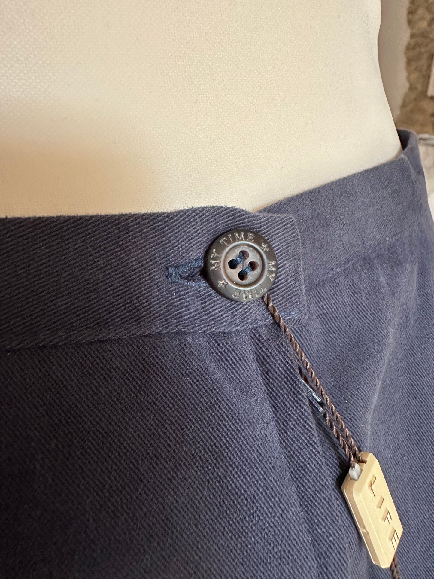 Minigonna Vintage Anni ‘90 Nuova in Cotone Blu Tg.42