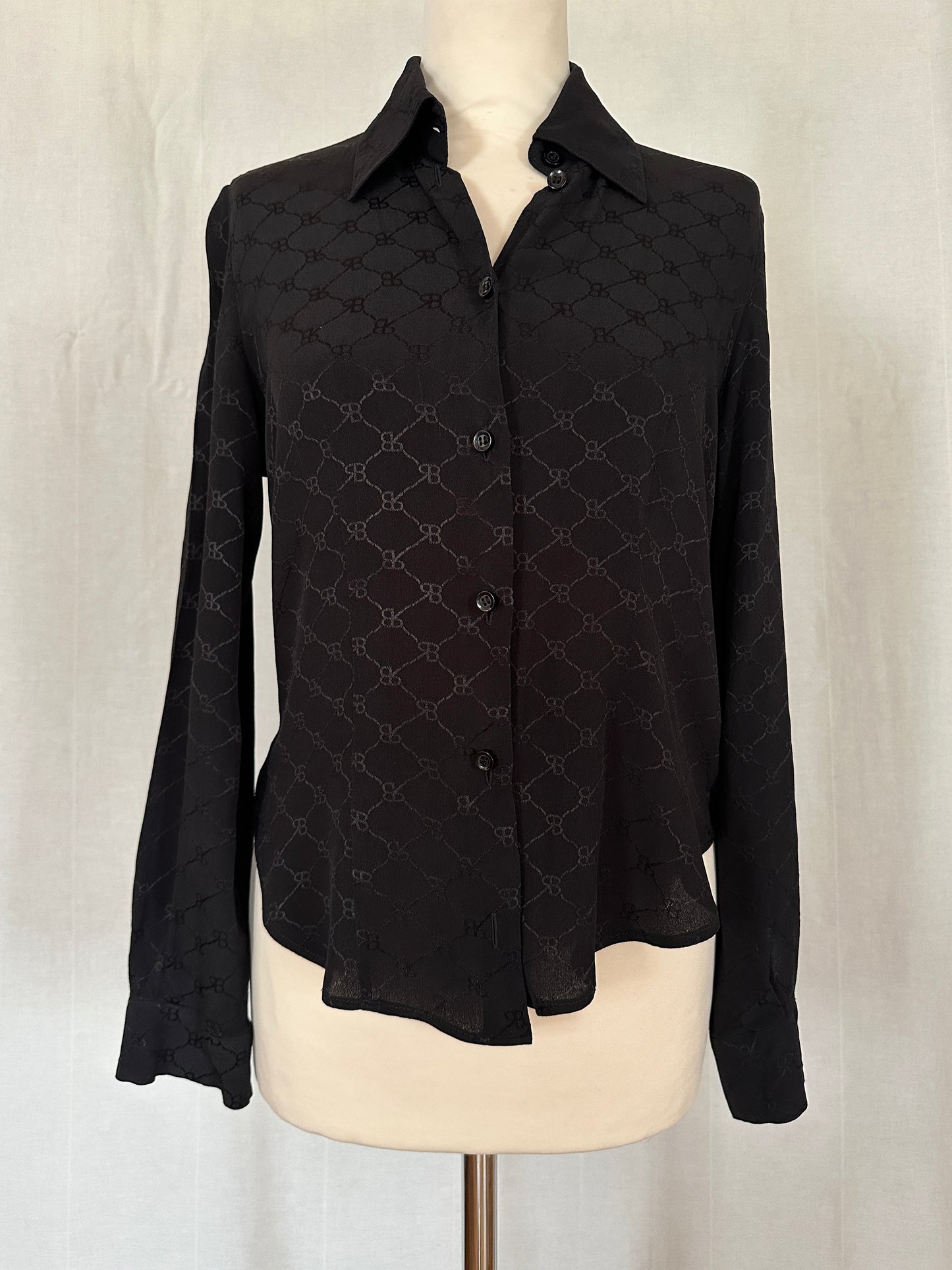 Camicia Renato Balestra Anni ‘80/‘90 in Misto Viscosa e Seta Nera