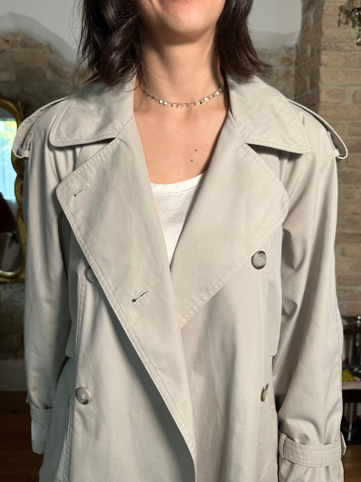 Trench Vintage Classico Grigio Chiaro Tg.Fino 48