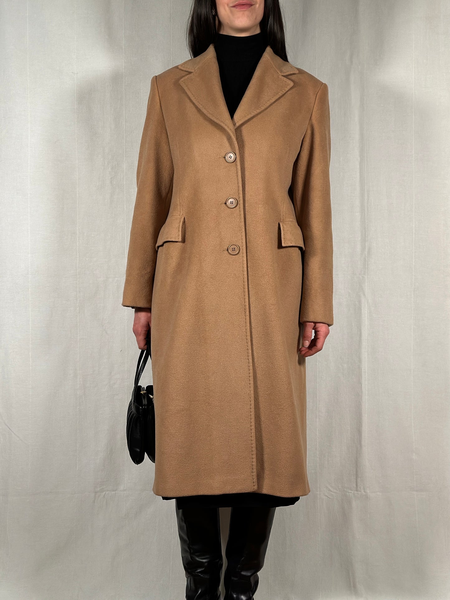 Cappotto Vintage Anni ‘90 Superior in Lana e Cachemire Cammello