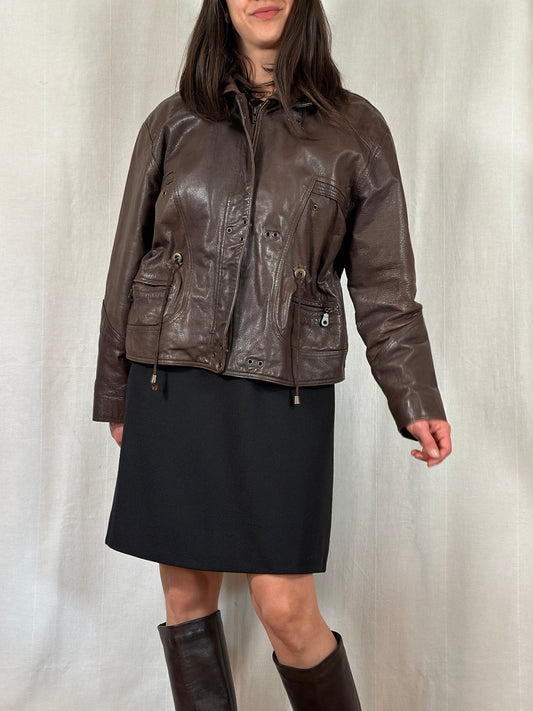 Giubbotto Anni ‘90 in Pelle Marrone