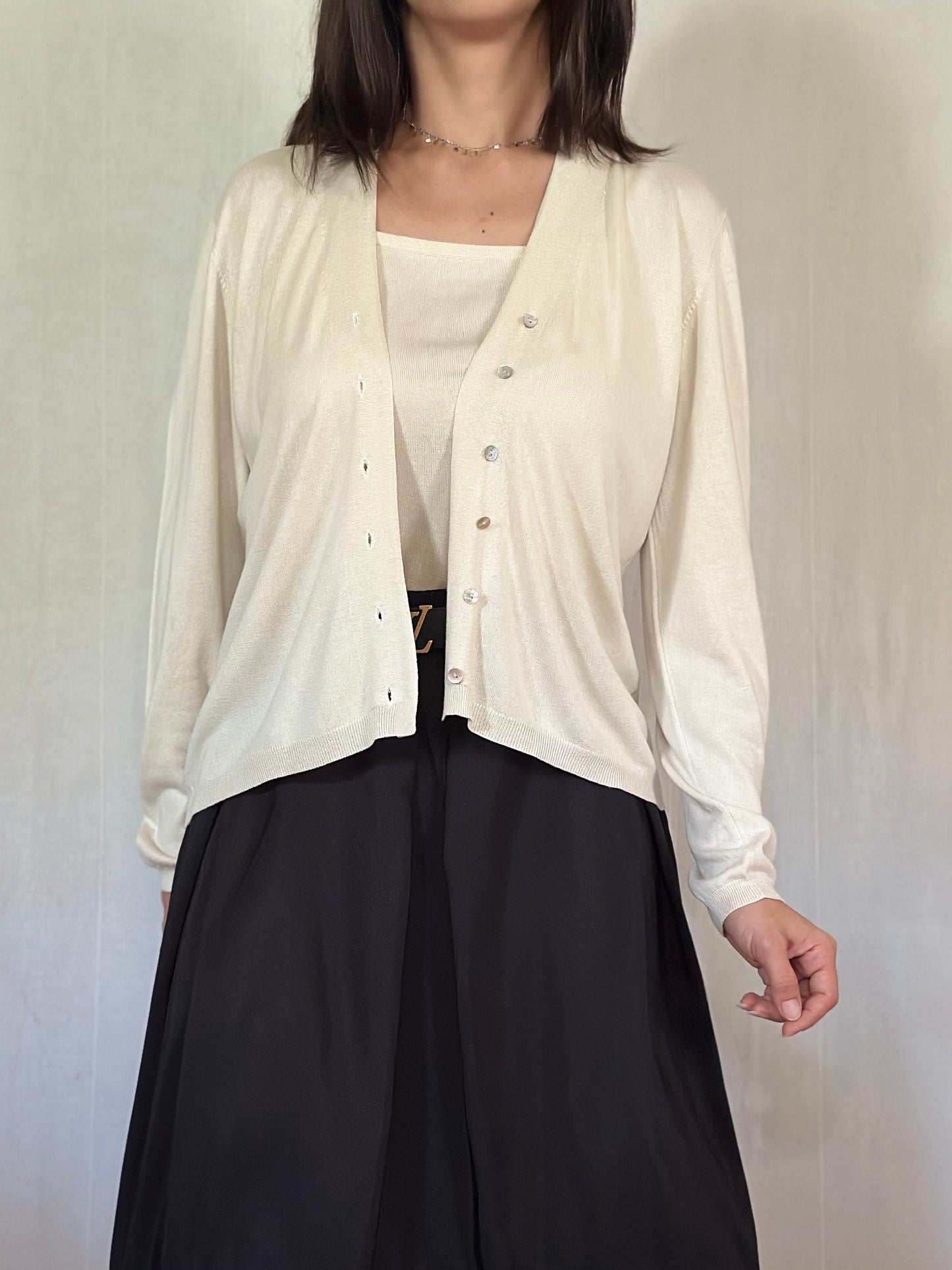 Completo Twinset Canotta e Cardigan in Seta Beige Tg.44/46