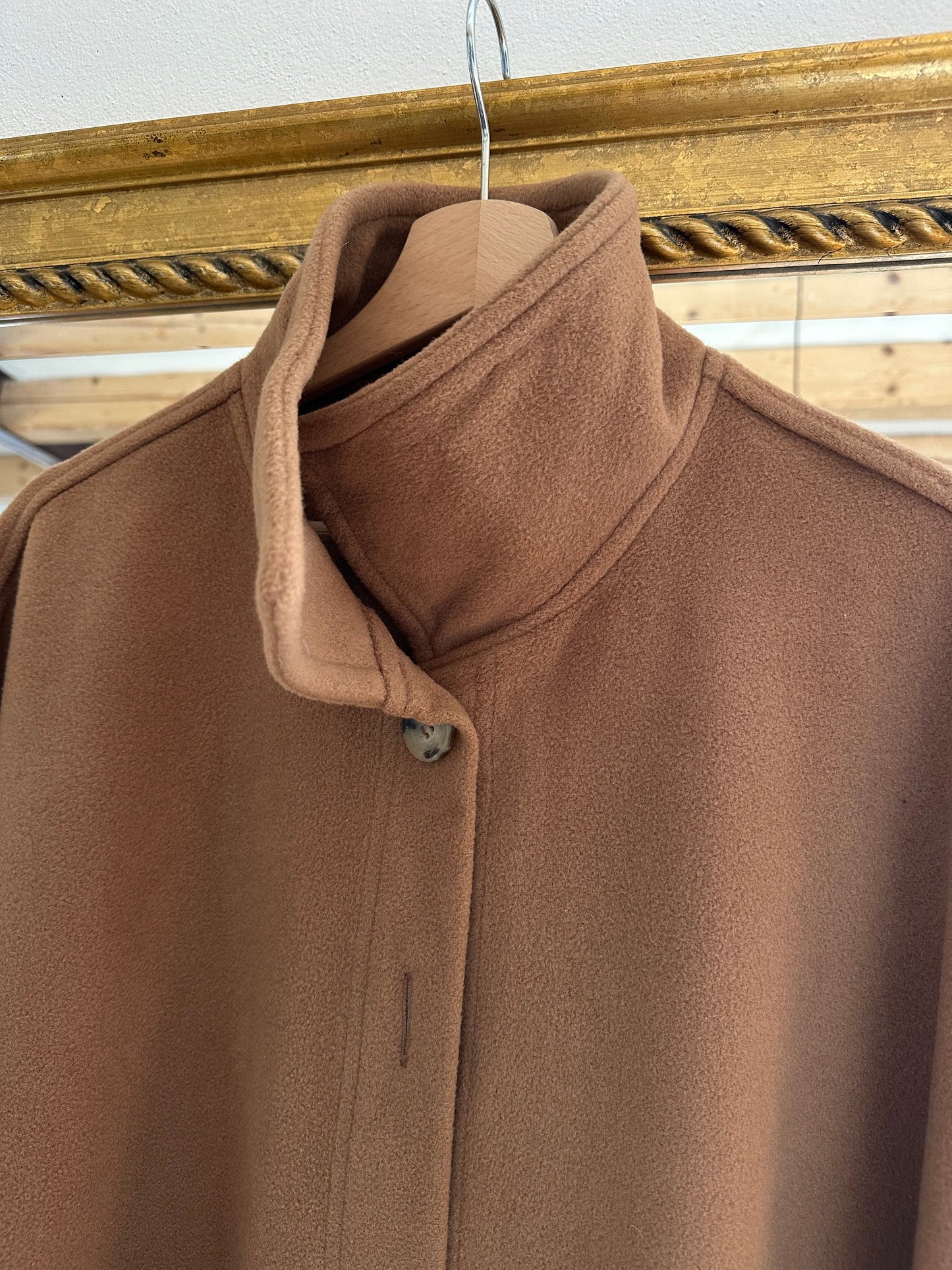 Cappa Mantella Anni ‘70 in Lana Marrone Biscotto Tg.Unica