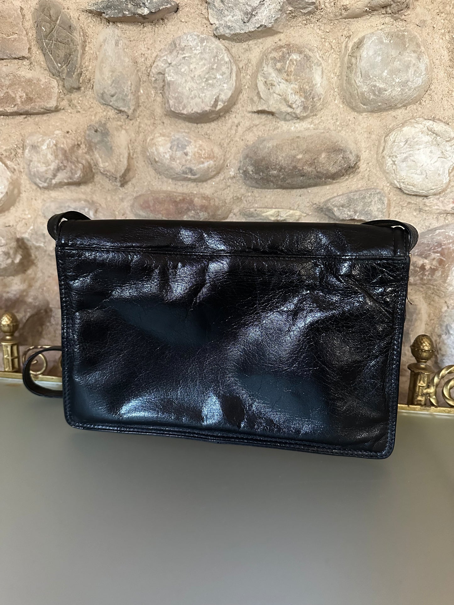Borsa in Pelle a Spalla Anni Novanta Nera