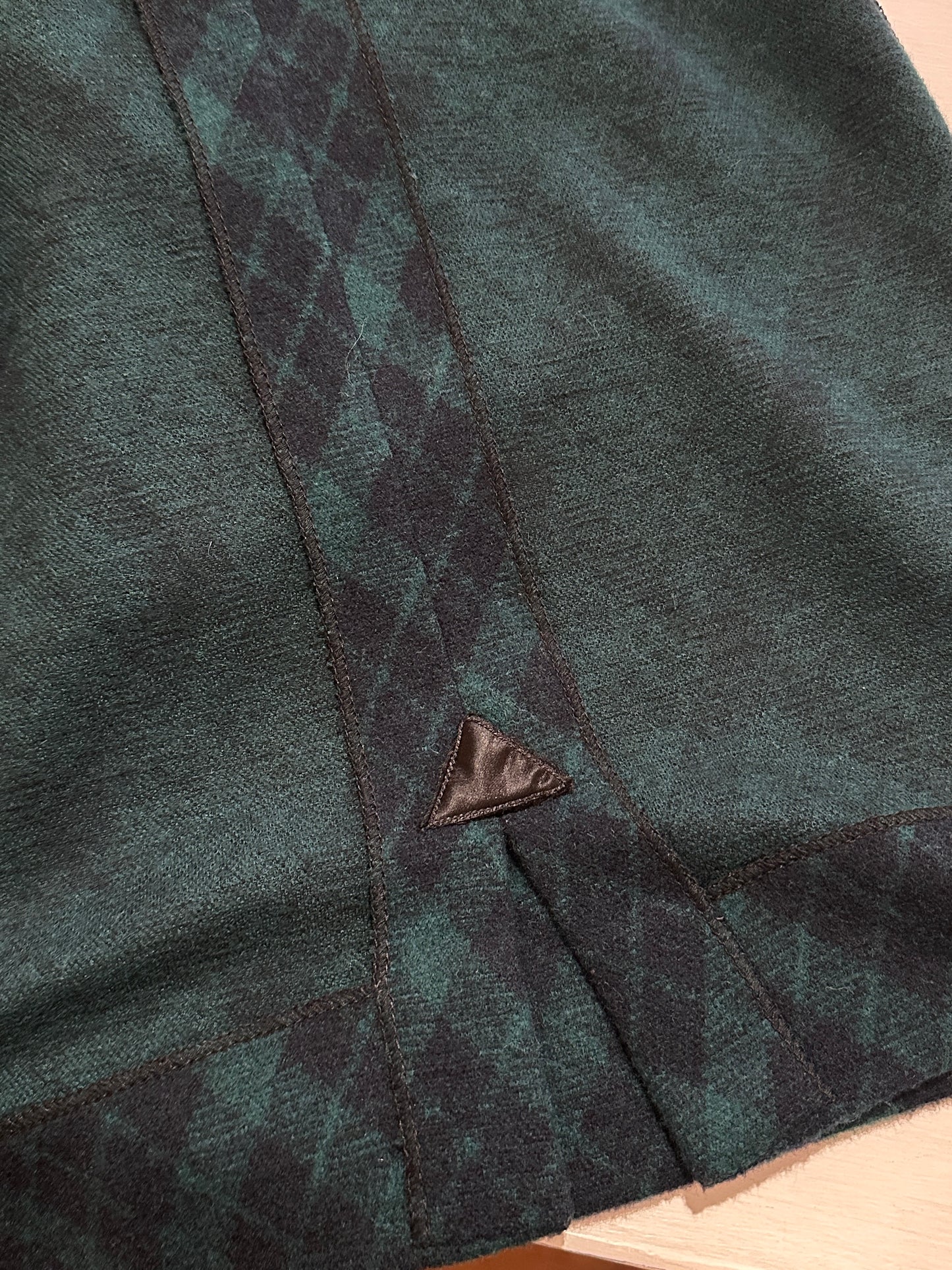 Gonna Tubino Anni ‘80 in Lana Verde a Rombi Blu