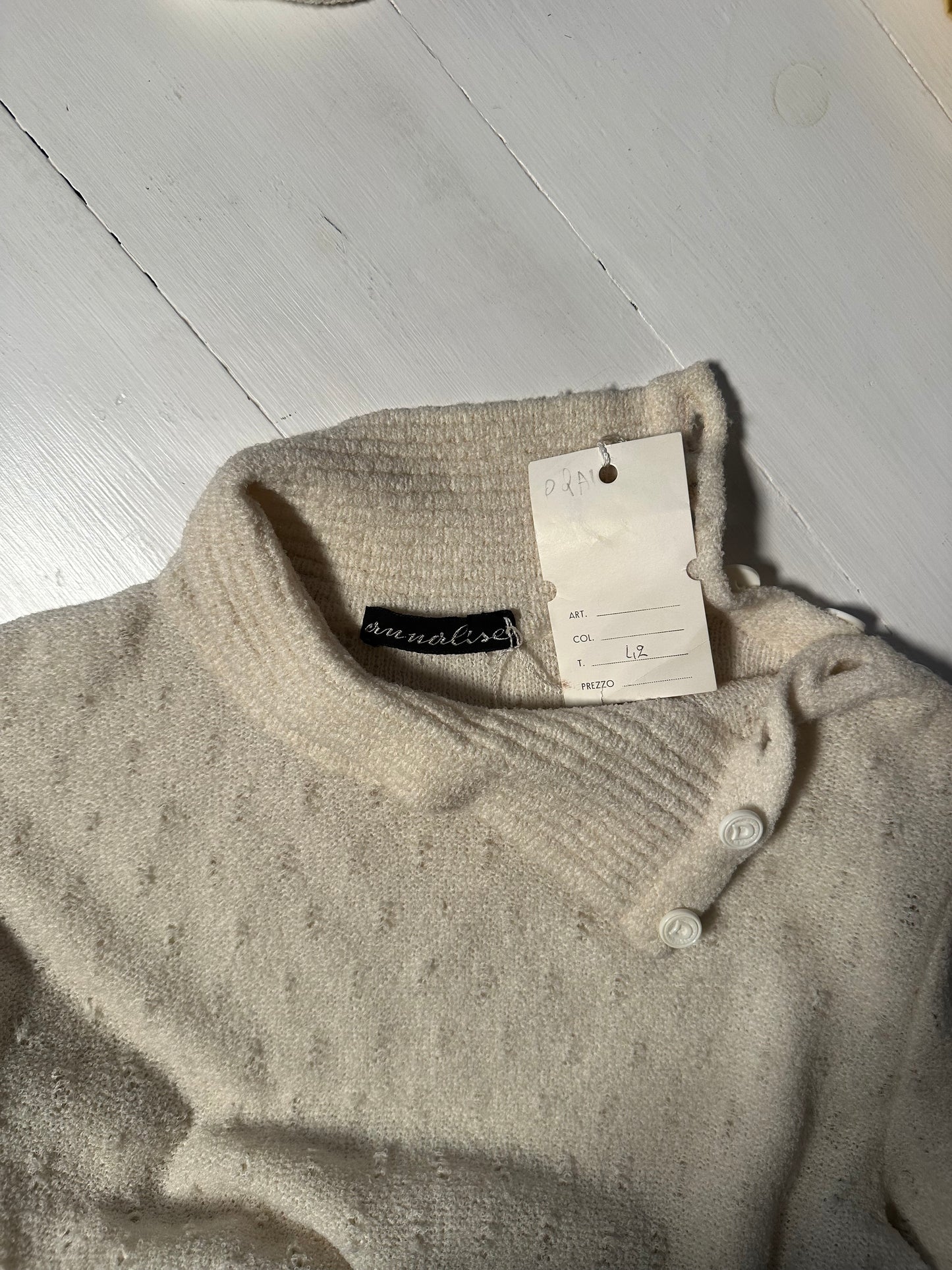 Abito Midi Anni ‘70/‘80 Nuovo Misto Lana Panna Tg.40/42