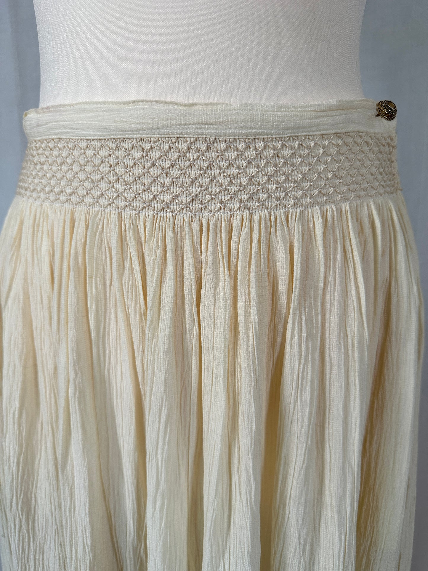 Gonna Lunga Krizia Vintage Fine Anni ‘80 in Viscosa e Lino Color Crema