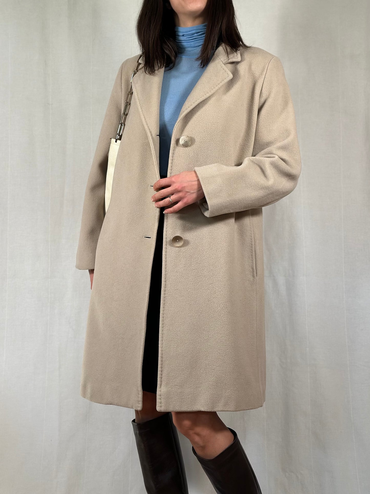 Cappotto Delia Ferrari in Lana Greige