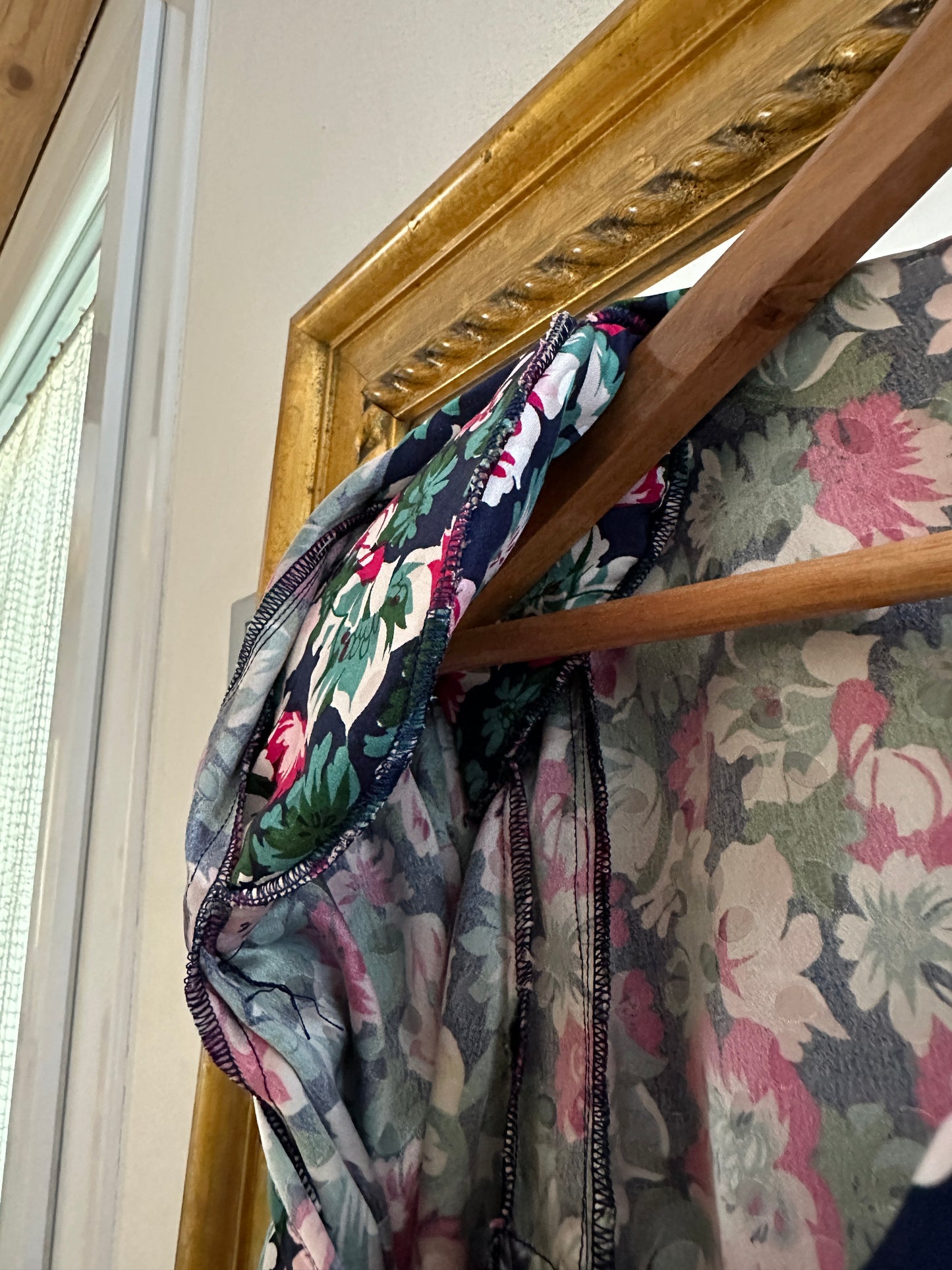Abito Vintage Anni ‘80 in Seta Fantasia Fiori Tg.44/46