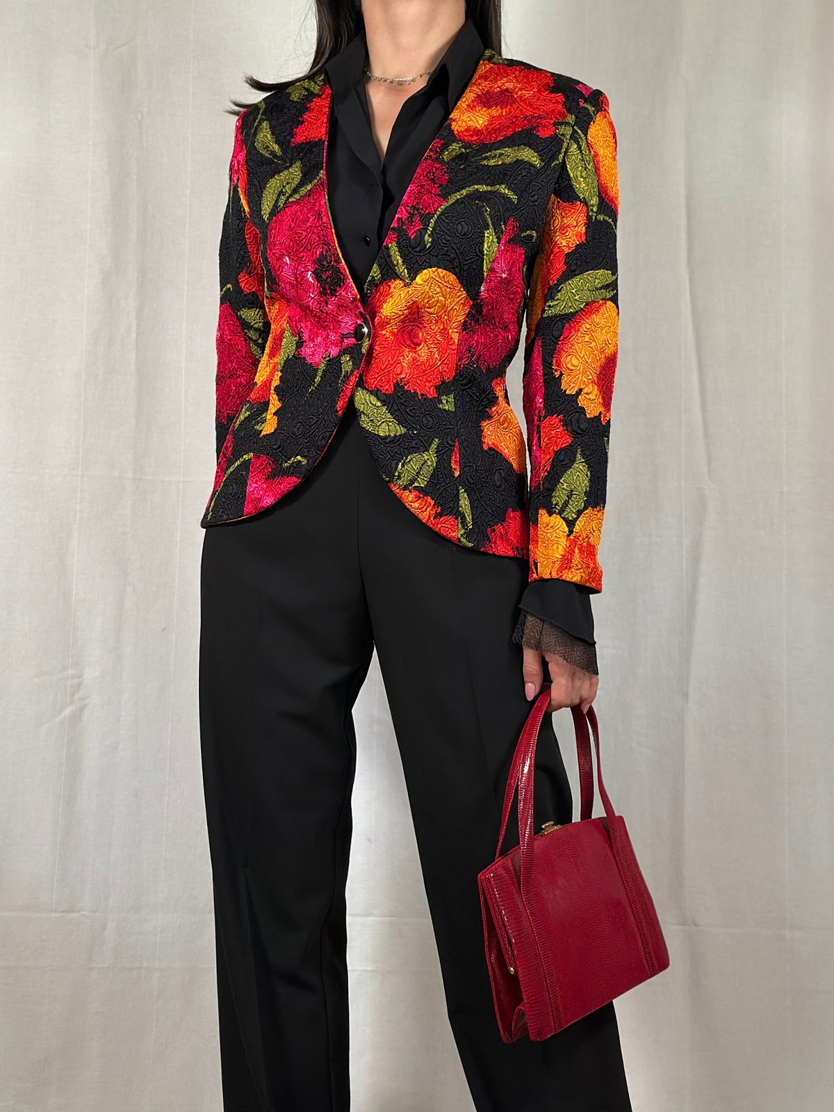 Giacca Anni ‘90 Pianoforte MaxMara Lana e Seta a Fiori
