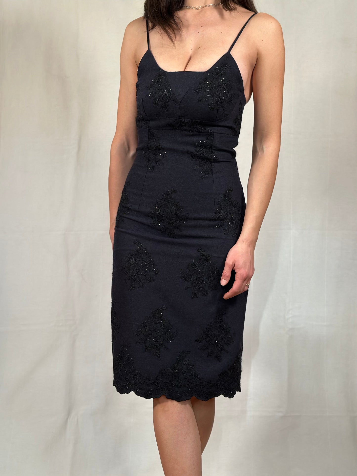 Abito Gio’ Guerreri Tubino in Lana Blu con Paillettes